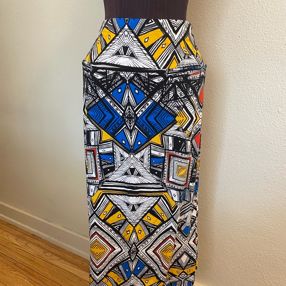 Multicolored Aztec Print, Slinky Pencil Skirt